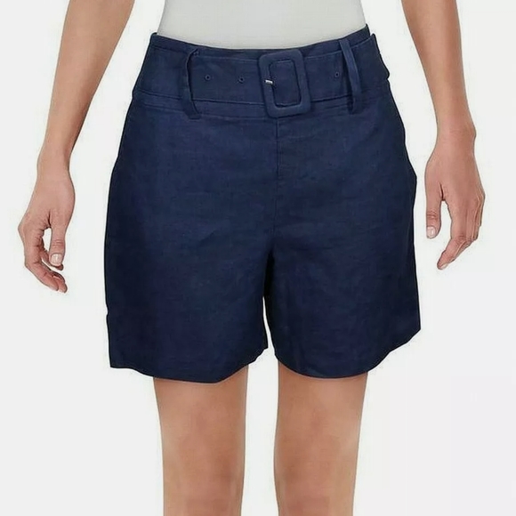 Navy Blue Pull On Shorts Belted Pockets XL - Picture 1 of 3